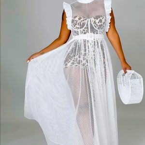 Mesh Maxi dress withe leopard bodysuit detachable.